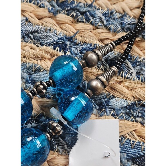 Turquoise Glass Beaded & Brass Necklace - Picture 5 of 8